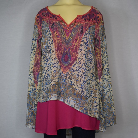Poeme | Citron | Multicolored Boho Blouse M - Picture 1 of 3